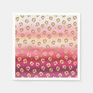 Pink und Gold Cheetah Leopard Geburtstagsparty Serviette