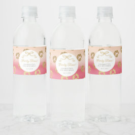 Pink und Gold Cheetah Leopard Geburtstagsparty Wasserflaschenetikett