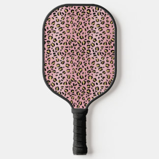 Pink und Gold Cheetah Pickleball Paddle
