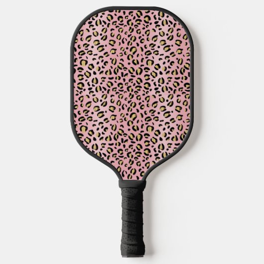 Pink und Gold Cheetah Pickleball Paddle (Vorderseite)