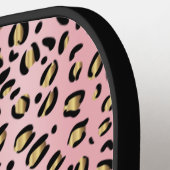 Pink und Gold Cheetah Pickleball Paddle (Linke Seite)