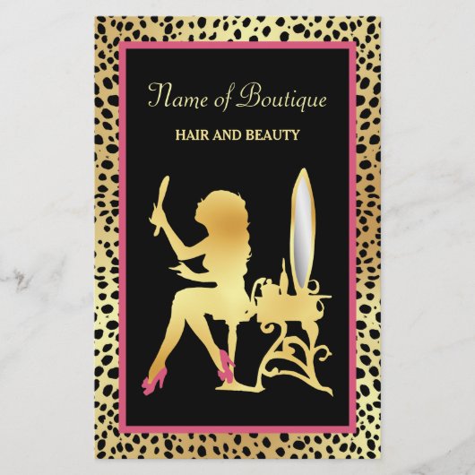 Pink und Gold Cheetah Print Boutique Grand Opening Flyer (Vorne)
