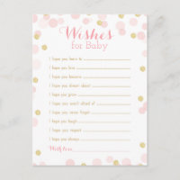Pink und Gold Confetti Baby Dusche Wünsche