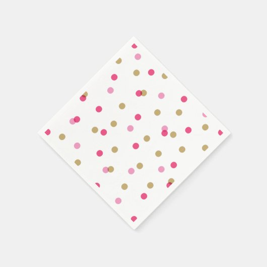 Pink und Gold Confetti Dots Serviette (Ecke)