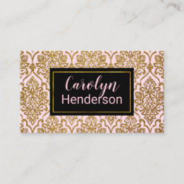 Pink und Gold Damask Chic Business Card Visitenkarte