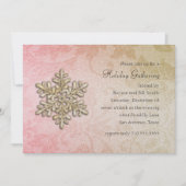 Pink und Gold Damask Snowflake Holiday Party Einladung (Vorderseite)