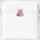 Pink und Gold Dragon Girls Personalisierter Geburt Runder Aufkleber (Tasche)