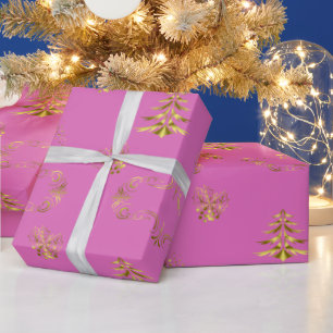 Pink und Gold Eleganz Weihnachten Geschenkpapier