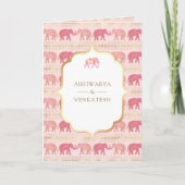Pink und Gold Elephant Indian All in One Wedding Einladung (Vorderseite)
