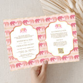 Pink und Gold Elephant Indian All in One Wedding Einladung
