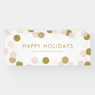 PInk und Gold Festive Confetti Dots Happy Holidays Banner