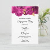 Pink und Gold-Flora-Engagement-Partei Einladung (Stehend Vorderseite)