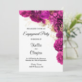 Pink und Gold-Flora-Engagement-Partei Einladung (Stehend Vorderseite)