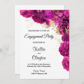 Pink und Gold-Flora-Engagement-Partei Einladung (Vorne/Hinten)