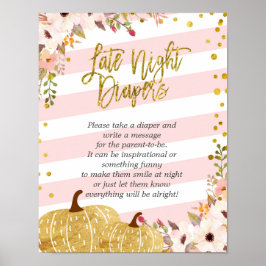 Pink und Gold Floral Pumpkin Spate Night Diapers Poster