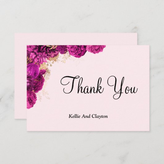 Pink und Gold Floral Vielen Dank Karten (Vorne/Hinten)