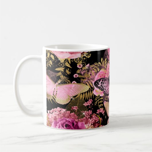 Pink und Gold Foil Bläschen Muster Kaffeetasse (Links)