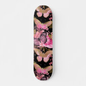 Pink und Gold Foil Bläschen Muster Skateboard (Vorne)