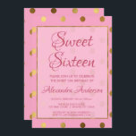 Pink und Gold Foil Polk Dot Sweet 16 Birthday Einladung<br><div class="desc">Pink und Gold Foil Girly Polka Dot 16 . Geburtstag Geburtstagsparty Einladung für eine hübsche in rosa 16. Geburtstagsfeier. Diese Einladung ist perfekt für eine Pink Girly Sweet 16 Geburtstagsparty. Bitte kontaktieren Sie den Designer,  um passende Artikel zu erhalten.</div>