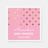 Pink und Gold Foil Polka Dot Baby Dusche Serviette (Vorderseite)