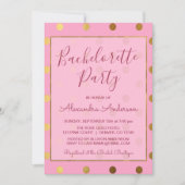 Pink und Gold Foil Polka Dot Junggeselinnen-Abschi Einladung (Vorderseite)