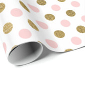 Pink und Gold Foil Polka Dot Muster Geschenkpapier (Rolleneckpunkt)