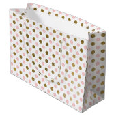 Pink und Gold Foil Polka Dot Muster Große Geschenktüte (Rückseite Schrägansicht)
