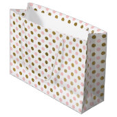 Pink und Gold Foil Polka Dot Muster Große Geschenktüte (Vorderseite Schrägansicht)