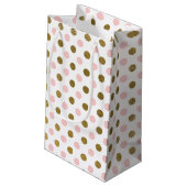 Pink und Gold Foil Polka Dot Muster Kleine Geschenktüte (Rückseite Schrägansicht)