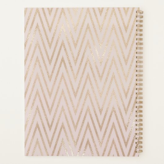 Pink und Gold Geometric Musterplaner Planer (Rückseite)