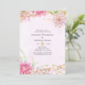 Pink und Gold Geometrische Paare Dusche Einladung (Stehend Vorderseite)