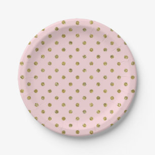 Pink- und Gold-Glitter-Sparkle-Polka-Punkte Chic P Pappteller