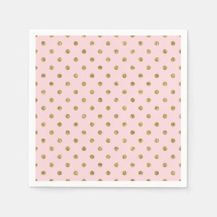 Pink- und Gold-Glitter-Sparkling-Polka-Punkte Chic Serviette