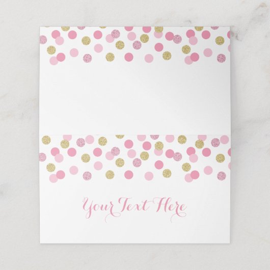 Pink und Gold Glitzer Babydusche Zelt Karten (Außenseite Aufgefaltet)