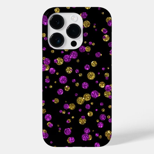 Pink und Gold Glitzer Confetti auf Black Phone Cas Case-Mate iPhone Hülle (Rückseite)