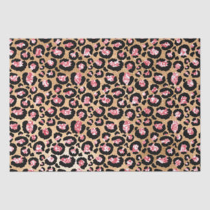Pink und Gold Glitzer Glam Leopard Spots Muster Seidenpapier
