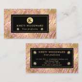 Pink und Gold Glitzer Glam Tiger Streifen Muster Visitenkarte (Vorne/Hinten)