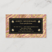 Pink und Gold Glitzer Glam Tiger Streifen Muster Visitenkarte (Rückseite)
