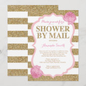 Pink und Gold Glitzer Kinderdusche per Mail Einladung (Vorne/Hinten)
