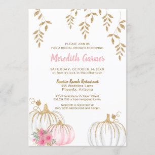 Pink und Gold Glitzer Pumpkin Fall Brautparty Einladung