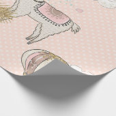 Pink und Gold Glitzer Wüste Steampunk Llama Geschenkpapier (Ecke)