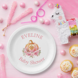 Pink und Gold Halloween Little Pumpkin Baby Dusche Pappteller