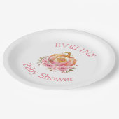 Pink und Gold Halloween Little Pumpkin Baby Dusche Pappteller (Schrägansicht)