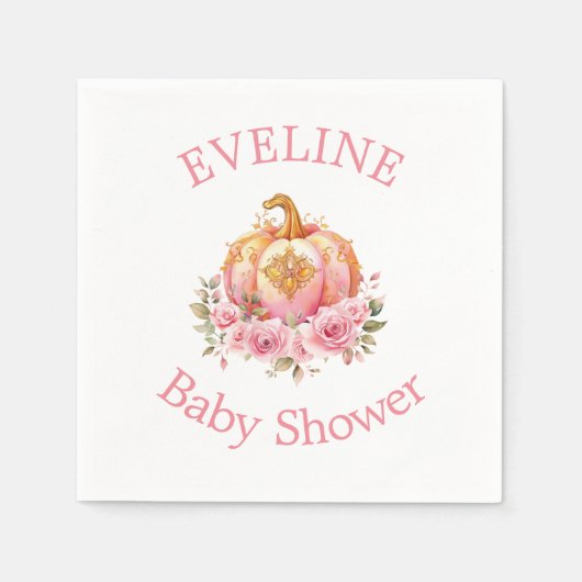 Pink und Gold Halloween Little Pumpkin Baby Dusche Serviette (Vorderseite)