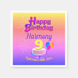 PINK und GOLD Happy Birthday | Bearbeitbar Serviette