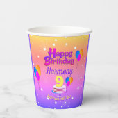 PINK und GOLD Happy Birthday Pappbecher (Rückseite)