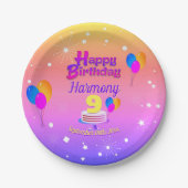 PINK und GOLD Happy Birthday Pappteller (Vorderseite)