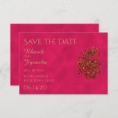 Pink und Gold indische Hochzeit retten das Datum Save The Date (Vorne/Hinten)