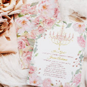 Pink und Gold Kronleuchter Blumen Rose Babydusche Einladung