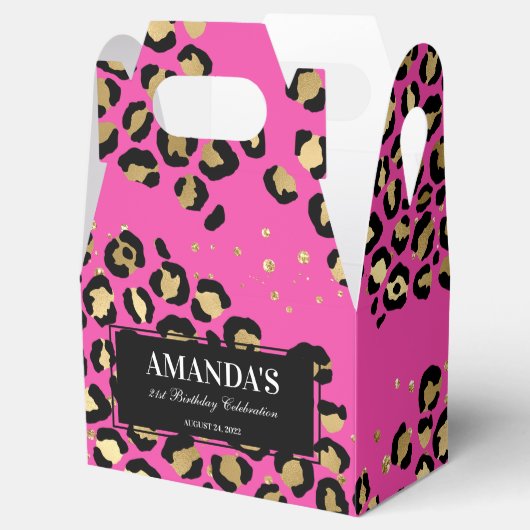 Pink und Gold Leopard Print Fevor Box Geschenkschachtel (Geöffnet)